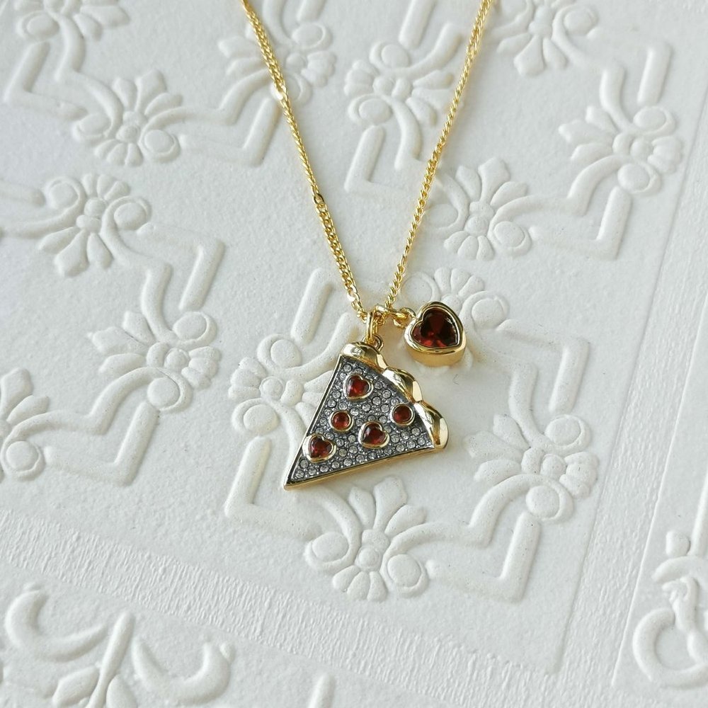 Kate Spade Pizza My Heart Gold Multicolor Pendant Necklace w/dust bag $68